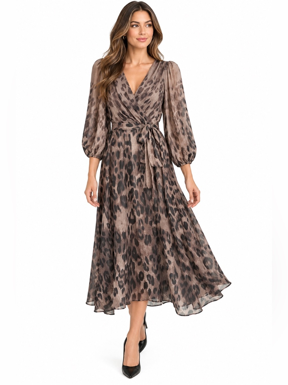 DKNY animal/leopard print midi dress, size US 10